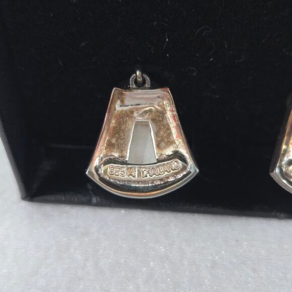 Marcasite & Mother of Pearl Dangle Earrings Thailand 925 A Sterling Silver NEW - Picture 11 of 12